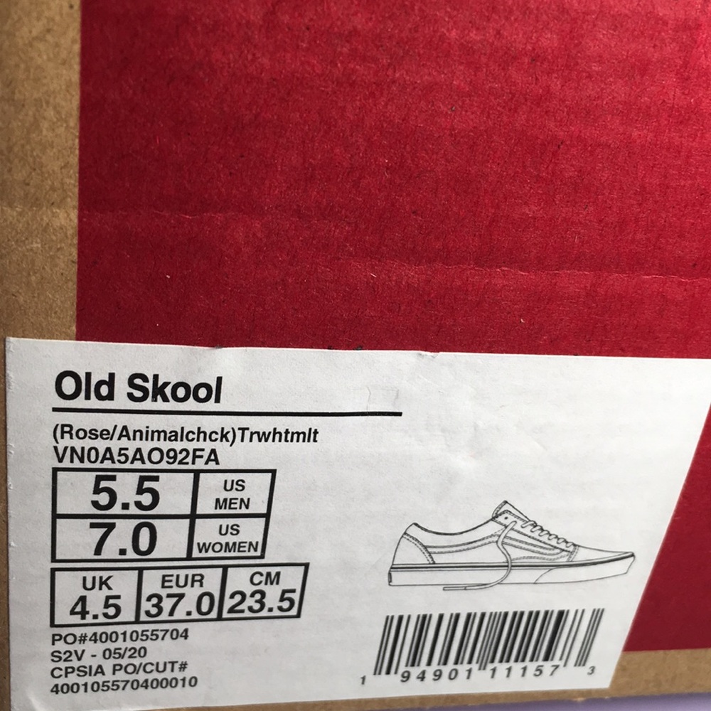 NWT Vans Old Skool Low Top in Rose/Animal/Checkers Women’s 7 - Picture 8 of 9